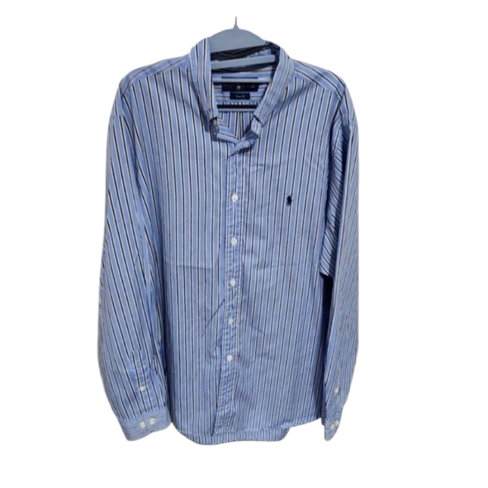 Ralph Lauren Blue pin striped Classic fit button down shirt men's‎ size XL